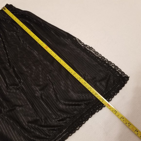 Vintage Molyclaire Lingerie Skirt Slip Slit Striped Lace Midi Length - Picture 3 of 11